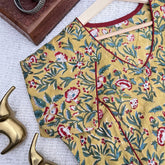 Vriksham Premium Floral Printed Readymade Blouse-Kalamkari Print-Mustard Yellow-VS4515